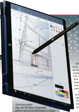  ??  ?? Eighty per cent of the HP Elite Dragonfly’s mechanical parts are also made of recycled materials.
Starting under
1kg, the HP Elite Dragonfly gives a new level of freedom to those working on the go.