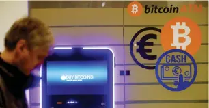  ?? — Reuters ?? A man walks past a Bitcoin ATM in Lithuania. It has risen 85 per cent in the past two weeks.