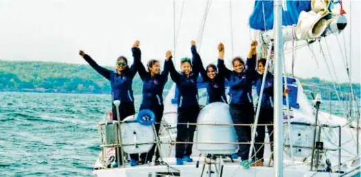  ??  ?? Indian Navy’s first all-women crew of INSV Tarini