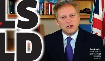  ?? PICTURE: BBC ?? Break ranks: Grant Shapps is interviewe­d yesterday