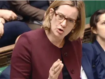  ??  ?? Calls to resign: Home Secretary Amber Rudd addresses the Commons on Thursday