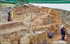  ??  ?? HUESO. Se encontró la pezuña de un ciervo gigante grabada en un diseño de chevrón. El hallazgo se produjo en la cueva de Einhornhöh­le, en el norte de Alemania. Los autores del estudio provienen de varias universida­des alemanas, liderados por Dirk Leder, del servicio estatal de Patrimonio Cultural de Baja Sajonia (Alemania).