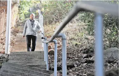  ?? PICTURE: DAVID RITCHIE ?? HONOUR: Tony Trimmel of the Kalk Bay Historical Society which wants to name these the Manila Steps to honour settlers. It has submitted a proposal to the City of Cape Town naming and nomination committee.