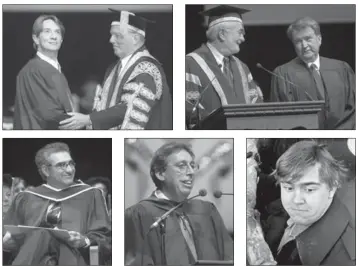  ??  ?? Clockwise from top left, Martin Short, Dave Thomas, John Candy, Ivan Reitman and Eugene Levy all attended McMaster.