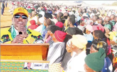  ??  ?? Some of the ZANU-PF party supporters who thronged Filabusi Business Centre for a rally addressed by Vice President Constantin­o Chiwenga (INSET) yesterday.