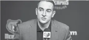  ??  ?? Memphis Grizzlies majority owner Robert Pera addresses members of the media during a press conference announcing new members of the coaching and operations staff Aug. 1, 2014, inside FedExForum in Memphis. WILLIAM DESHAZER / THE COMMERCIAL APPEAL