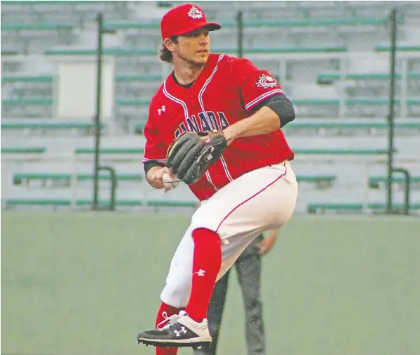  ?? COURTESY OF BASEBALL CANADA, FILE ?? Brandon Marklund, a 24-year-old right-handed pitcher from North Vancouver, was named the Kansas City Royals’ minor league reliever of the year in 2019 after going undrafted out of college and spending a year playing baseball in Australia.