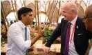  ?? Photograph: Leon Neal/Getty Images ?? Fifa’s president, Gianni Infantino, speaks to Rishi Sunak at the G20 summit in Indonesia.