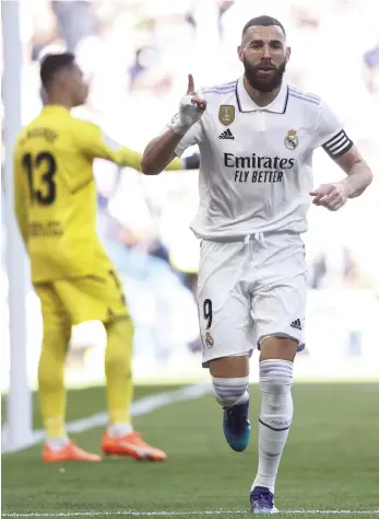  ?? EPA ?? Real Madrid striker Karim Benzema grabbed a hat-trick against Real Valladolid on Sunday
