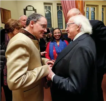  ??  ?? President Michael D Higgins with Billy Weekes at the Dublin Central Mission. Photo: Maxwell’s