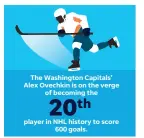  ?? SOURCE: Hockey-reference.com ELLEN J. HORROW, JANET LOEHRKE/USA TODAY ?? NOTE Ovechkin has 597 goals through Feb. 27.