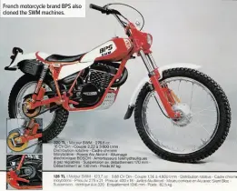  ??  ?? French motorcycle brand BPS also cloned the SWM machines.