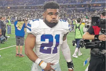  ?? | AP ?? A judge granted a restrainin­g order blocking the NFL’s six- game ban of Cowboys star Ezekiel Elliott.