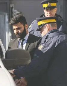  ?? LIAM RICHARDS FILES ?? Jaskirat Singh Sidhu, the driver of a transport truck involved in the deadly crash with the Humboldt Bronco’s bus, is taken into custody after being sentenced to eight years in prison.