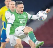  ??  ?? Paul McGinn in Betfred Cup semi-final action against St Johnstone