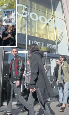  ?? AP, ABOVE; AFP, INSET ?? SEEKING RESULTS: Google workers, above and inset, rally after walking off to protest the company’s handling of sexual misconduct claims.