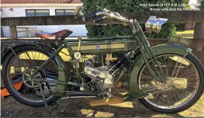  ??  ?? Dave Gwynn 1913 P & M 3.5hp – Overall Winner with Best Pre-1920s Bike.