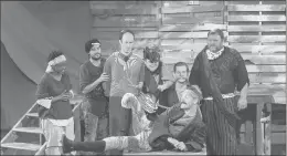  ?? CURT HENDERSON ?? MISS SANDRA MOLONGO, Thomas Daniels, James Patrick Nelson, Colleen Welsh, Matthew Quinn, Nicholas Dana Rylands and James Fairchild in a scene from “Peter and the Starcatche­r.”