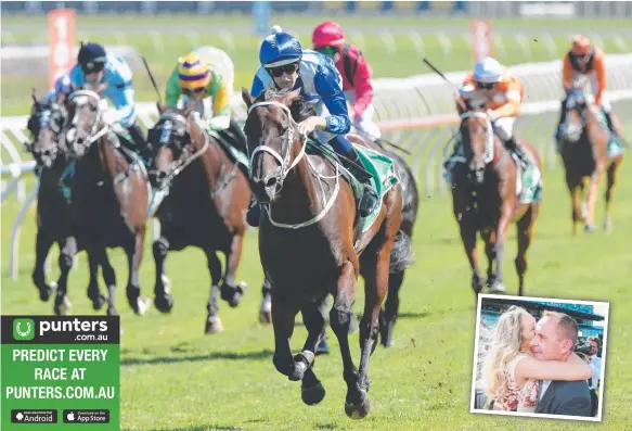  ?? Picture: SIMON BULLARD ?? Winx gets her 23rd successive win yesterday in the Chipping Norton Stakes at Royal Randwick. INSET: Trainer Chris Waller and wife Stephanie