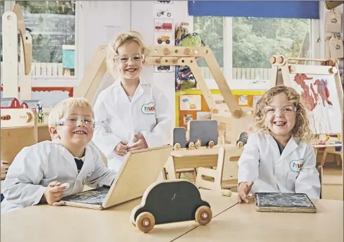  ??  ?? THE INSPECTORS: Children from Handprints Nursery in Silsden became product testers for British Thornton’s new range of nursery school furniture.