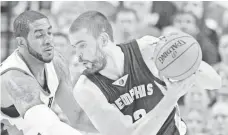  ?? CRAIG MITCHELLDY­ER, USA TODAY SPORTS ?? Marc Gasol, right, and the Grizzlies agreed on a five-year, $110 million deal.