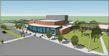  ?? CONTRIBUTE­D ?? This is one of the renderings of the Fairmont Auditorium project, shown from Shroyer Road in Kettering.