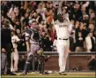  ?? ERIC RISBERG — THE ASSOCIATED PRESS ?? Barry Bonds celebrates after hitting his 756th career home run on Aug. 7, 2007.