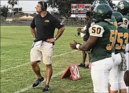 ?? JODIE WAGNER / THE PALM BEACH POST ?? Brian Pulaski made changes on both sides of the ball when he became Suncoast coach. He’ll run a triple-option offense and a 3-4 defense.