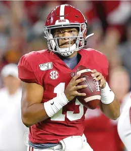  ?? GETTY IMAGES ?? LSU’s Joe Burrow (left) and Alabama’s Tua Tagovailoa are two of the most dynamic quarterbac­ks in the country. Their teams square off Saturday.