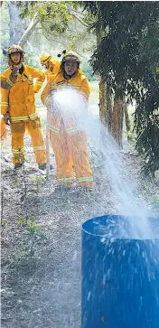  ??  ?? Melissa Mussared-Horne was on target practising with the fire hose during the recent Baw Baw CFA Group training exercise.