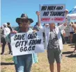  ??  ?? Protesters at Greenmount.