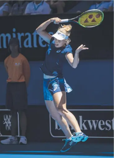  ?? Picture: AAP IMAGE ?? GOOD START: Daria Gavrilova proved too strong for Eugenie Bouchard of Canada yesterday and set up the scene for Thanasi Kokkinakis to win the tie.