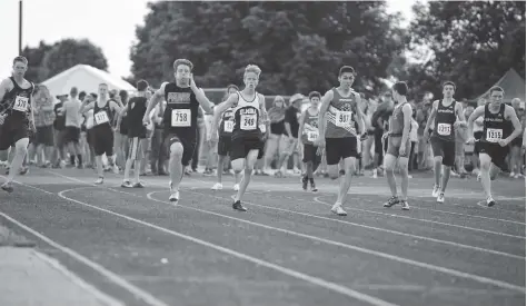  ?? [WHITNEY NEILSON / THE OBSERVER] ?? EDSS competed hard at OFSAA West in Cambridge but only one athlete will be moving on to OFSAA. Here, Gavin Cortes from the midget boys’ 4x100-metre relay team sprints to the finish.