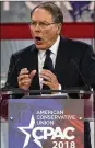  ?? ALEX WONG/GETTY IMAGES ?? NRA chief executive Wayne LaPierre said Thursday that gun-control advocates and the media “don’t care about our schoolchil­dren.”