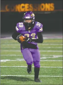  ?? DAVID WITTE/NEWS-SENTINEL ?? Tokay linebacker Alessandro Garcia returns an intercepti­on during Tokay's 26-18 victory over Kennedy on Friday at Hubbard Field.