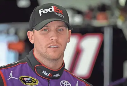 ?? PHOTOS BY JASEN VINLOVE, USA TODAY SPORTS ?? “I’ll be honest with you, I’m not comfortabl­e with where I am personally in the points,” Denny Hamlin says.