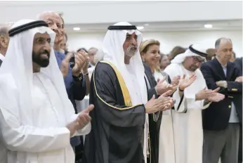  ?? Reem Mohammed / The National ?? Sheikh Nahyan bin Mubarak, Minister of Tolerance, was among dignitarie­s who attended the knighthood ceremony