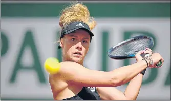  ?? AFP ?? France's Leolia Jeanjean plays a backhand to Czech Republic's Karolina Pliskova at the Roland-Garros on Thursday.