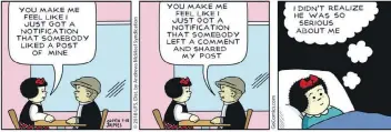  ?? OLIVIA JAIMES/UNITED UCLICK/ANDREWS MCMEEL ?? Nancy is getting an update and not all her readers are pleased as the 85-year-old comic strip is suddenly referencin­g video games and social-media posts.