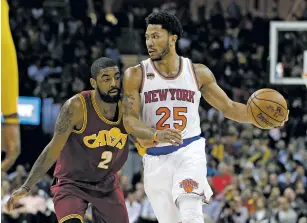  ?? ASSOCIATED PRESS FILE PHOTOS ?? ABOVE: Knicks guard Derrick Rose, right, driving against Cavaliers guard Kyrie Irving in February in Cleveland, has provided replacemen­t-level performanc­e or below in every season since the 2012-13 campaign, which he sat out with an injury. RIGHT:...