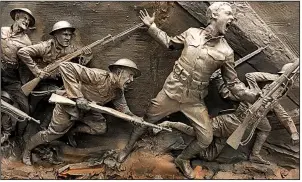  ?? Democrat-Gazette file photo ?? This battle scene is part of the design of the World War I Memorial, which is to become part of Pershing Park along Pennsylvan­ia Avenue in Washington, D.C.