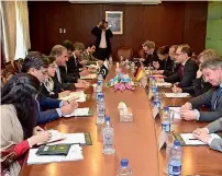  ?? AFP ?? Pakistan Foreign Minister Shah Mehmood Qureshi (centre left) with his German counterpar­t Heiko Maas at a meeting along with their delegation­s at the Foreign Ministry in Islamabad. —