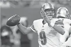  ??  ?? Lions quarterbac­k Matthew Stafford throws a pass during the second half against the Giants on Dec. 18 in East Rutherford, N.J.