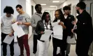  ?? Aaron Chown/PA ?? Students in London receive their A-level results. ‘Those who made the grades they hoped for … are entitled to consider that an exceptiona­l achievemen­t.’ Photograph: