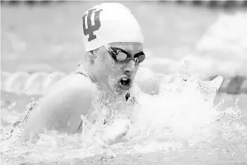  ?? - AFP photo ?? Lilly King competes in the Women’s 50 LC Meter Breaststro­ke Final during the 2017 Phillips 66 National Championsh­ips & World Championsh­ip Trials at Indiana University Natatorium on June 29, 2017 in Indianapol­is, Indiana.