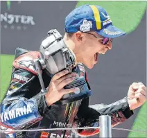  ?? ENRIC FONTCUBERT­A / EFE ?? Celebració­n. El piloto francés de Yamaha logró su segunda victoria de la temporada.