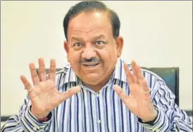  ?? HT PHOTO ?? Union environmen­t minister Harsh Vardhan has said his ministry is getting a comprehens­ive study done on the impacts of outdoor air pollution on community health with the help of AIIMS.