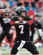  ?? JUSTIN TANG THE ASSOCIATED PRESS ?? Bo Levi Mitchell, left, Mike Reilly and Trevor Harris are three top CFL quarterbac­ks about to become free agents on Tuesday. Mitchell has also eyed the NFL.