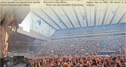  ?? ?? > Sam Fender performing to more than 50 thousand at St James’ Park in Newcastle, last June