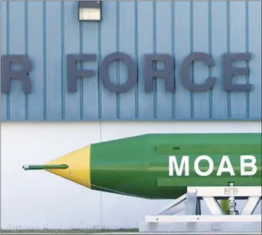  ??  ?? A GBU-43B, or massive ordnance air blast (MOAB) weapon, on display at the Air Force Armament Museum on Eglin Air Force Base near Valparaiso, Fla. is shown.